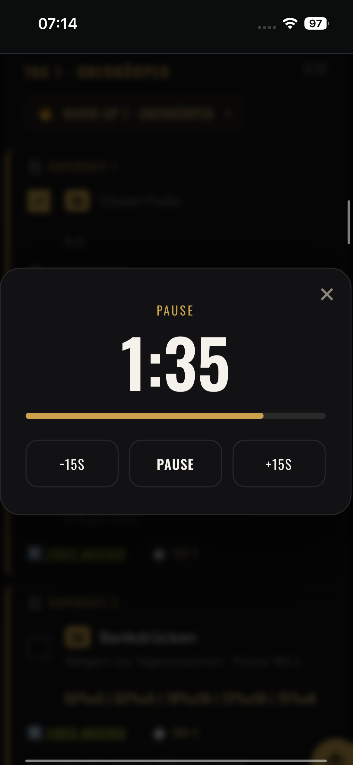 Pausen-Timer als Overlay mit Countdown und Fortschrittsbalken